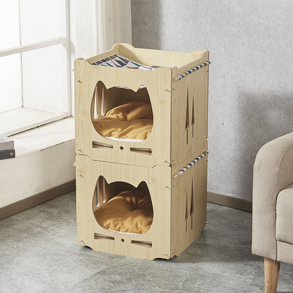 Modern Art Deco Sturdy Square MDF Integrated Cat Beds 1-Cabinet For Living Room