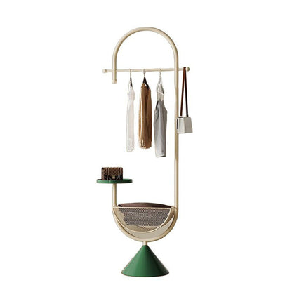Modern Minimalist G-Shaped Iron Carbon Steel Floor-Standing Hall Tree 1-Basket For Bedroom