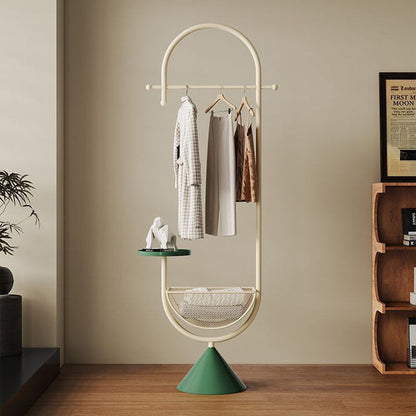 Modern Minimalist G-Shaped Iron Carbon Steel Floor-Standing Hall Tree 1-Basket For Bedroom