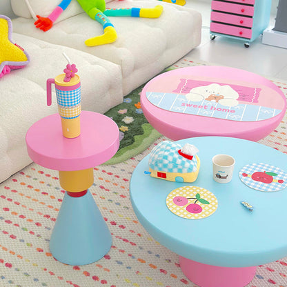 Contemporary Creative Plywood Round Kids End Table 1-Tier For Living Room