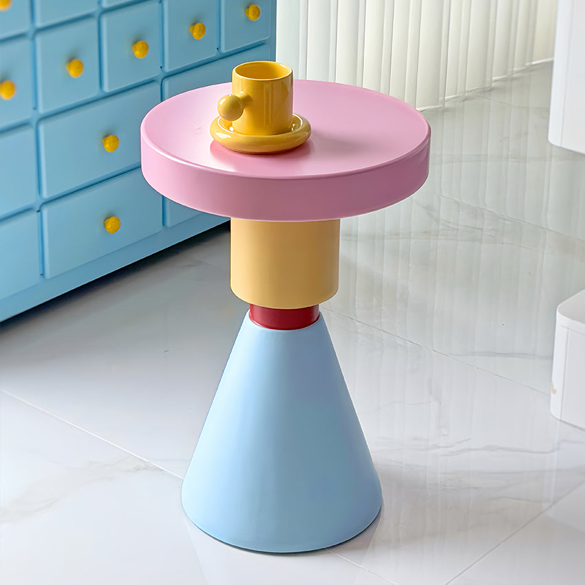 Contemporary Creative Plywood Round Kids End Table 1-Tier For Living Room