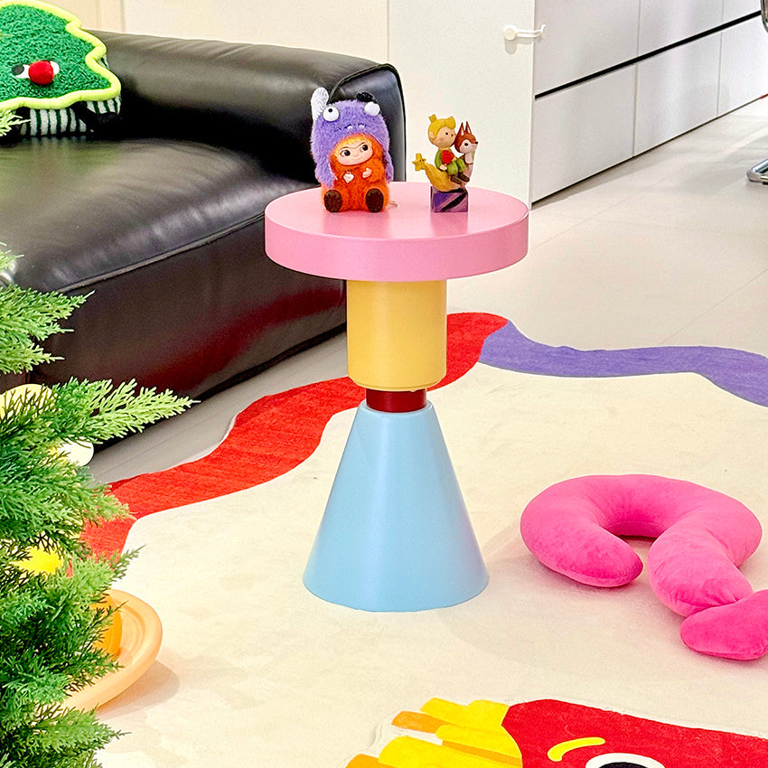Contemporary Creative Plywood Round Kids End Table 1-Tier For Living Room