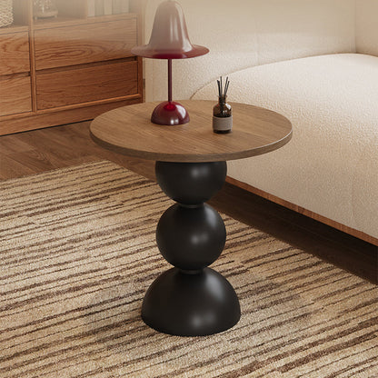Contemporary Retro Plywood Carbon Steel Round End Table 1-Tier For Living Room