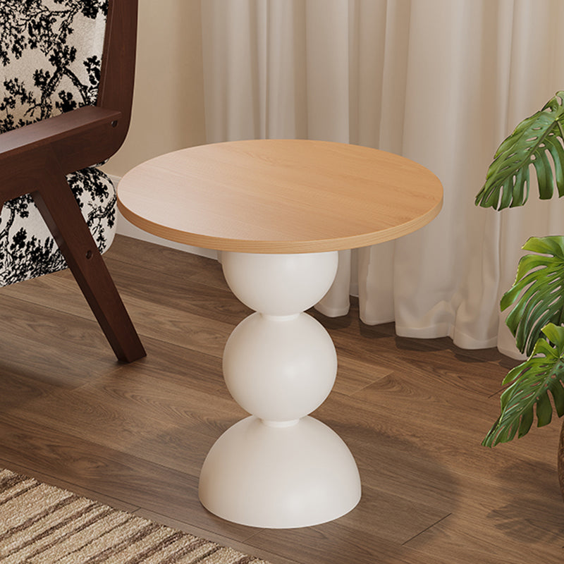 Contemporary Retro Plywood Carbon Steel Round End Table 1-Tier For Living Room