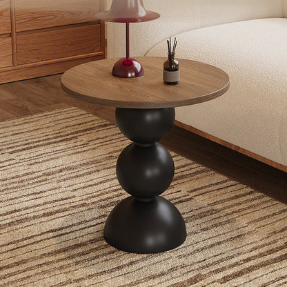 Contemporary Retro Plywood Carbon Steel Round End Table 1-Tier For Living Room