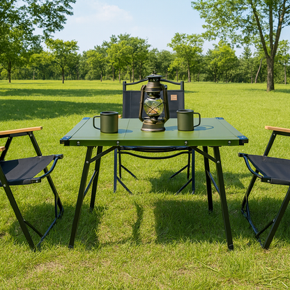 Modern Minimalist Aluminum Nylon Rectangular Height Adjustable Portable And Modular Outdoor Dining Table 1-Tier For Outdoor Patio