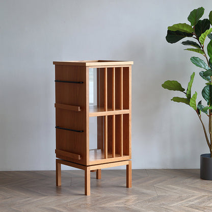 Contemporary Scandinavian Pine Cherrywood Rectangular Bookshelves 3-Tier For Home Office