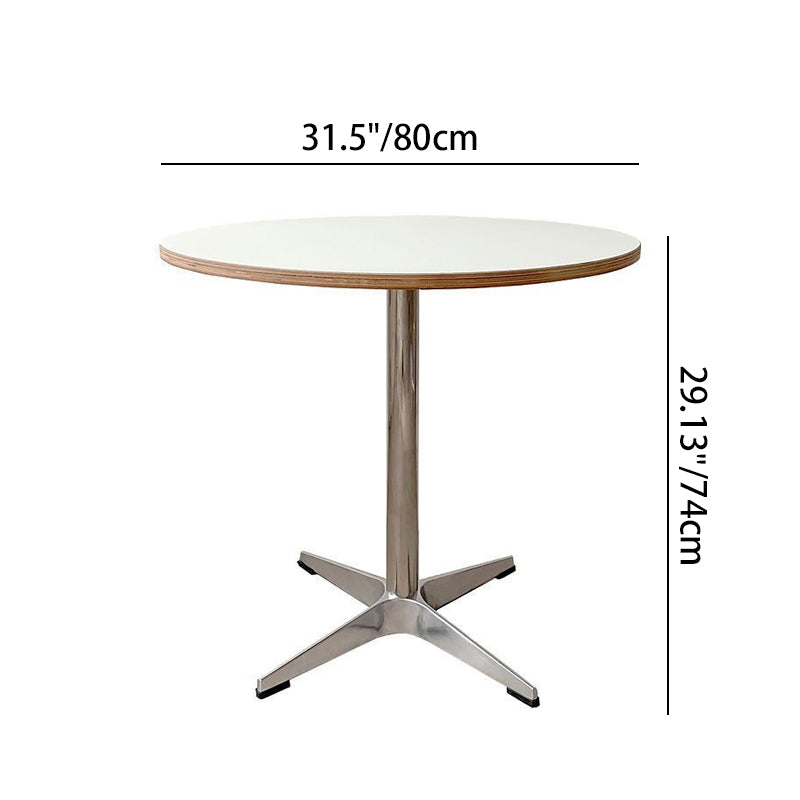 Modern Minimalist Plywood Stainless Steel Aluminum Round Dining Table 1-Tier For Dining Room & Kitchen