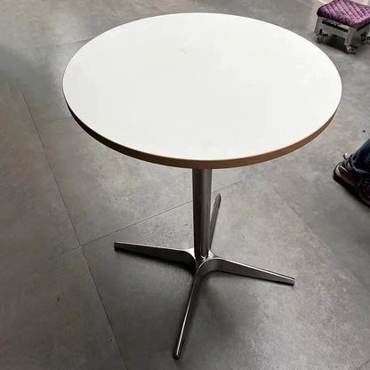 Modern Minimalist Plywood Stainless Steel Aluminum Round Dining Table 1-Tier For Dining Room & Kitchen