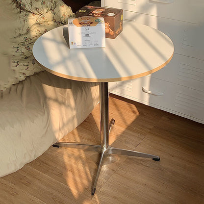 Modern Minimalist Plywood Stainless Steel Aluminum Round Dining Table 1-Tier For Dining Room & Kitchen