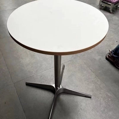 Modern Minimalist Plywood Stainless Steel Aluminum Round Dining Table 1-Tier For Dining Room & Kitchen