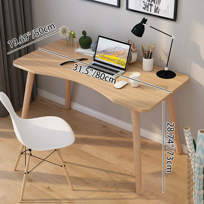 Contemporary Scandinavian MDF Solid Wood Curved Rectangular Desk 1-Tier For Home Office