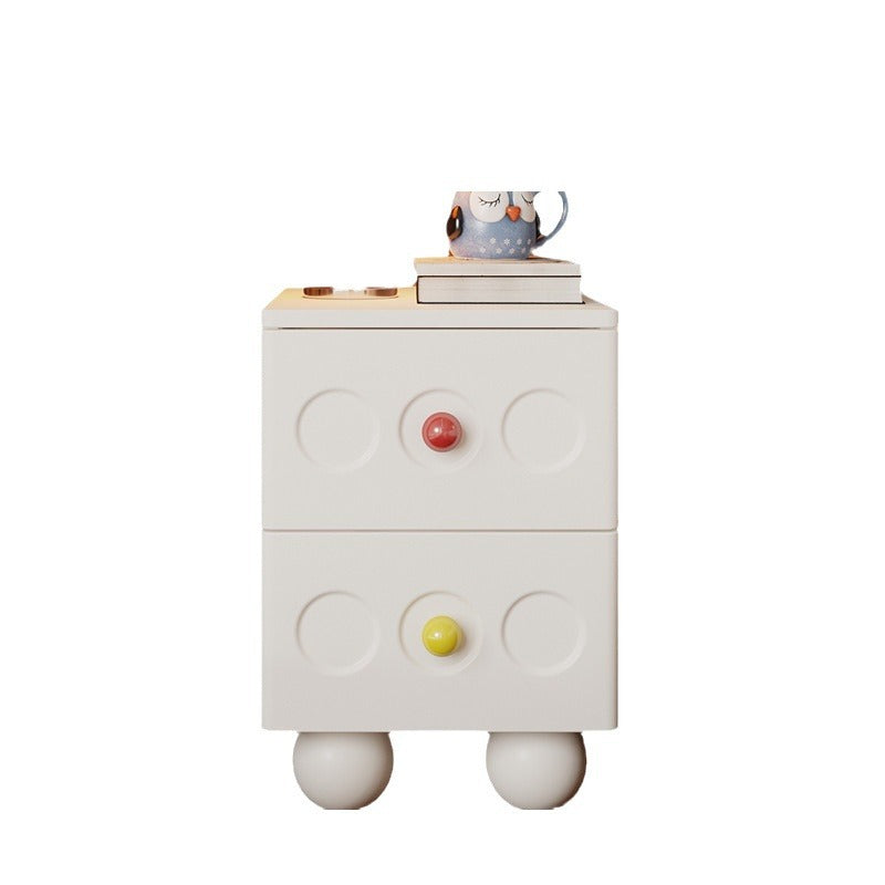 Contemporary Scandinavian Wood Square Nightstand 2-Drawer For Bedroom
