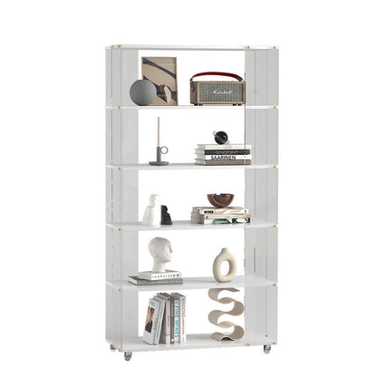 Modern Minimalist Acrylic Wood Rectangular Bookshelves 5-Tier For Home Office