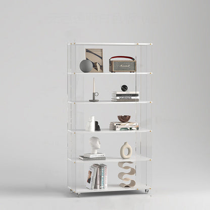 Modern Minimalist Acrylic Wood Rectangular Bookshelves 5-Tier For Home Office