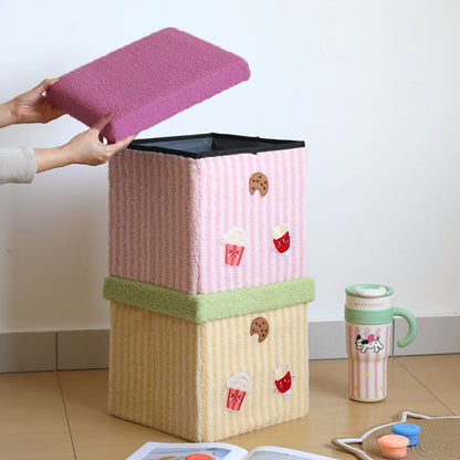 Contemporary Creative MDF & Cotton Square Kids Low Stool With Foldable Design & 1-Storage Space For Entryway And Living Room
