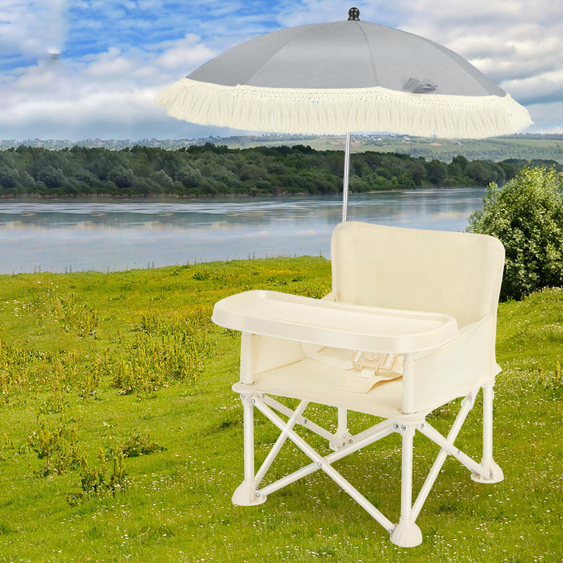 Modern Minimalist Oxford Fabric Square Kids Dining Chair Foldable High Chair With Backrest Armrests Tray For Garden & Restaurant