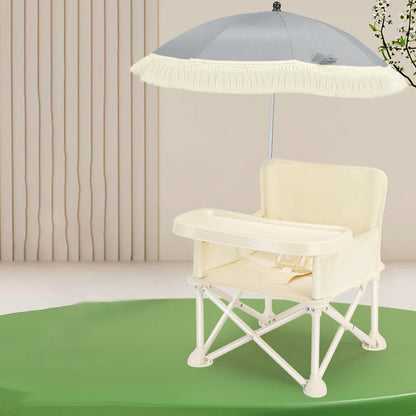 Modern Minimalist Oxford Fabric Square Kids Dining Chair Foldable High Chair With Backrest Armrests Tray For Garden & Restaurant