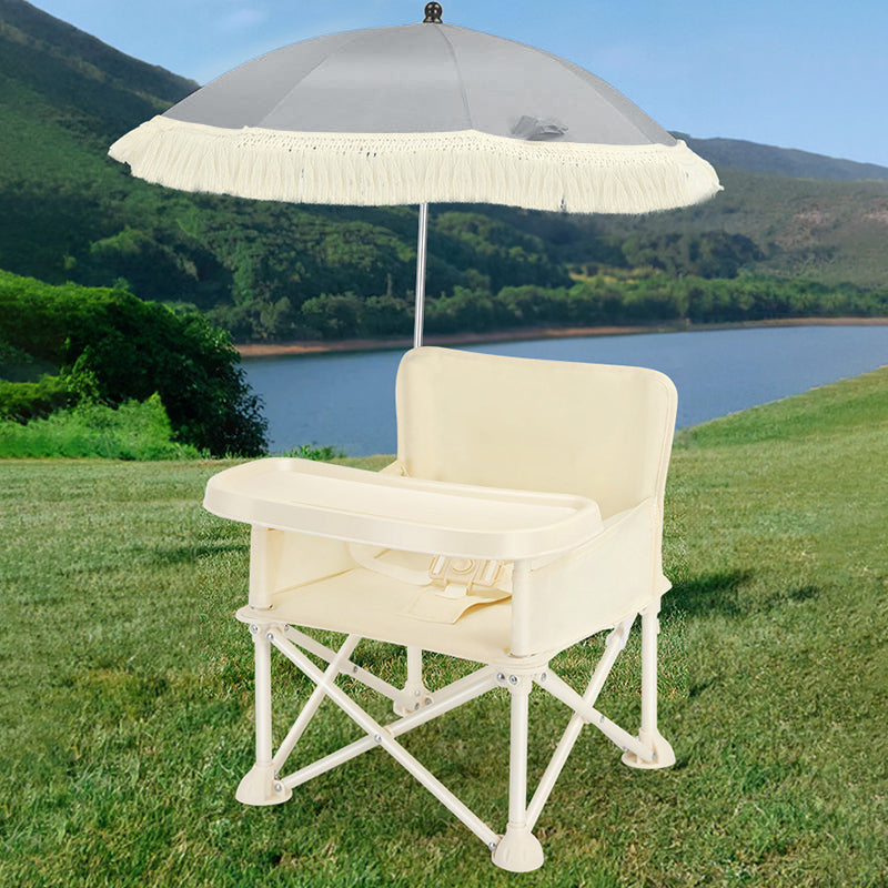 Modern Minimalist Oxford Fabric Square Kids Dining Chair Foldable High Chair With Backrest Armrests Tray For Garden & Restaurant