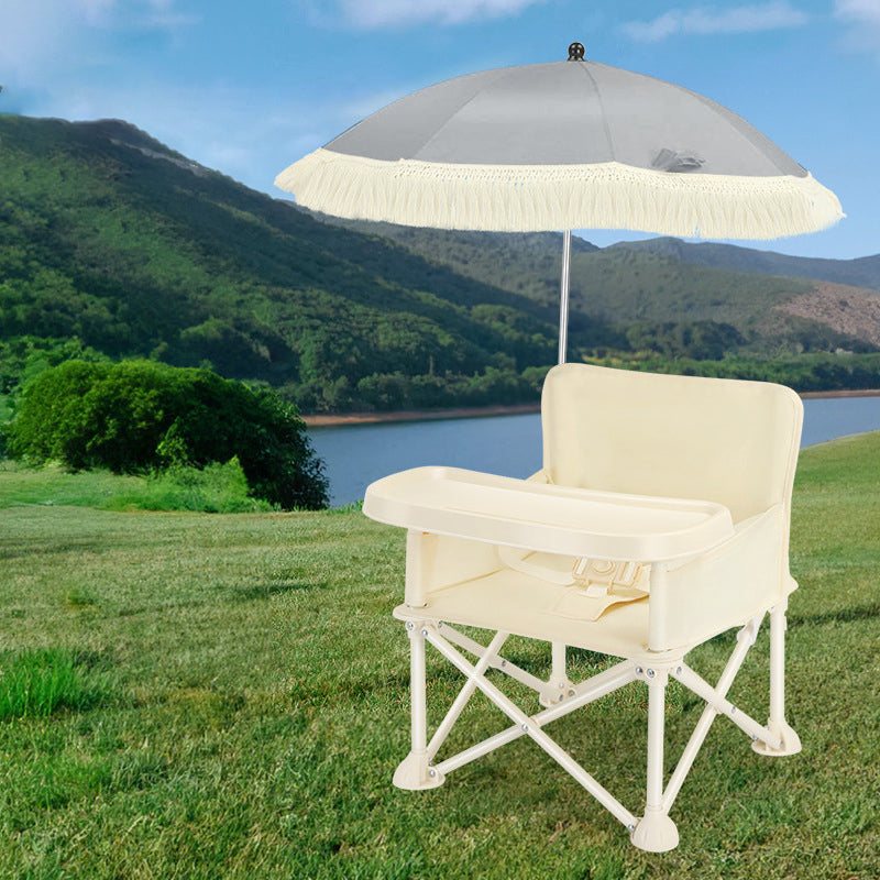 Modern Minimalist Oxford Fabric Square Kids Dining Chair Foldable High Chair With Backrest Armrests Tray For Garden & Restaurant