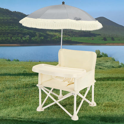 Modern Minimalist Oxford Fabric Square Kids Dining Chair Foldable High Chair With Backrest Armrests Tray For Garden & Restaurant