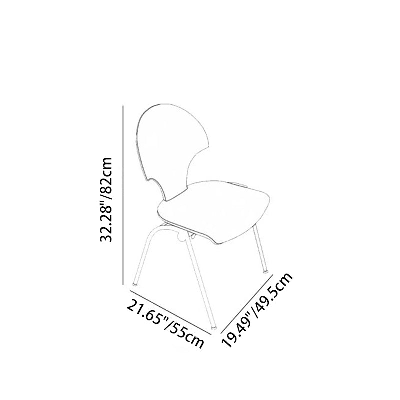 Traditional Vintage Ginkgo Leaves Shape Plywood Stainless Steel Faux Leather Dining Chair Backrest Armless For Dining Room