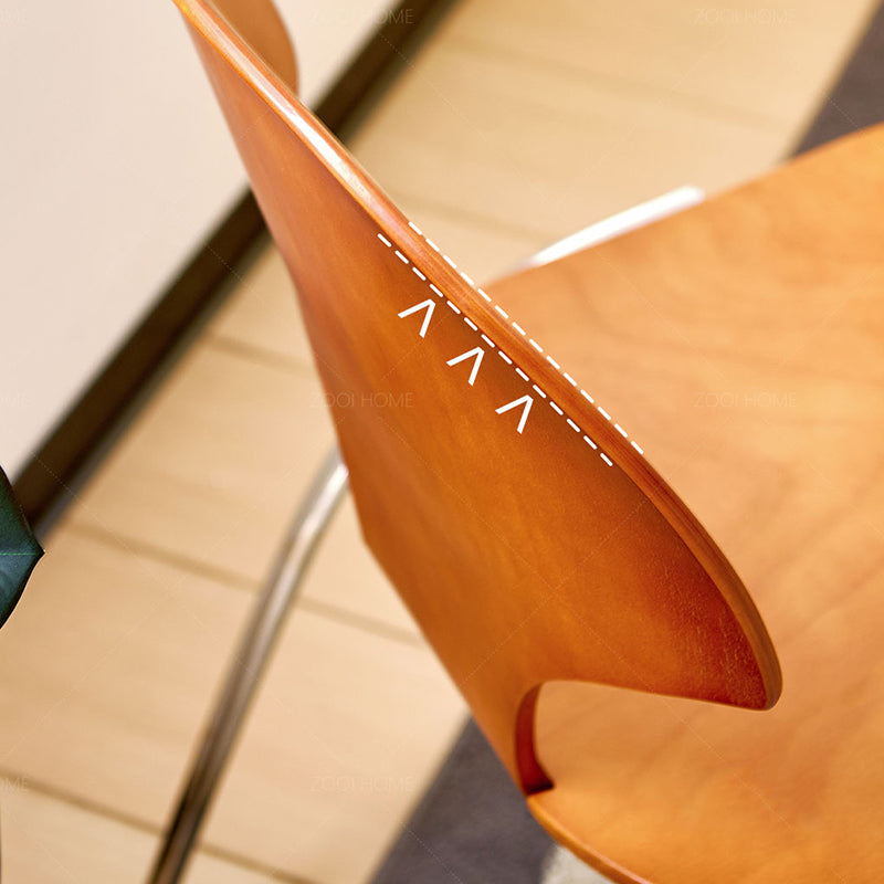 Traditional Vintage Ginkgo Leaves Shape Plywood Stainless Steel Faux Leather Dining Chair Backrest Armless For Dining Room