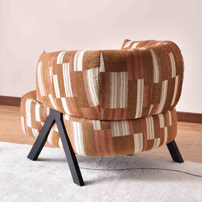 Contemporary Boho Ergonomic Leisure Chair - Comfortable 1-Seater Chenille Cotton-Linen Fabric Accent Chair For Living Room