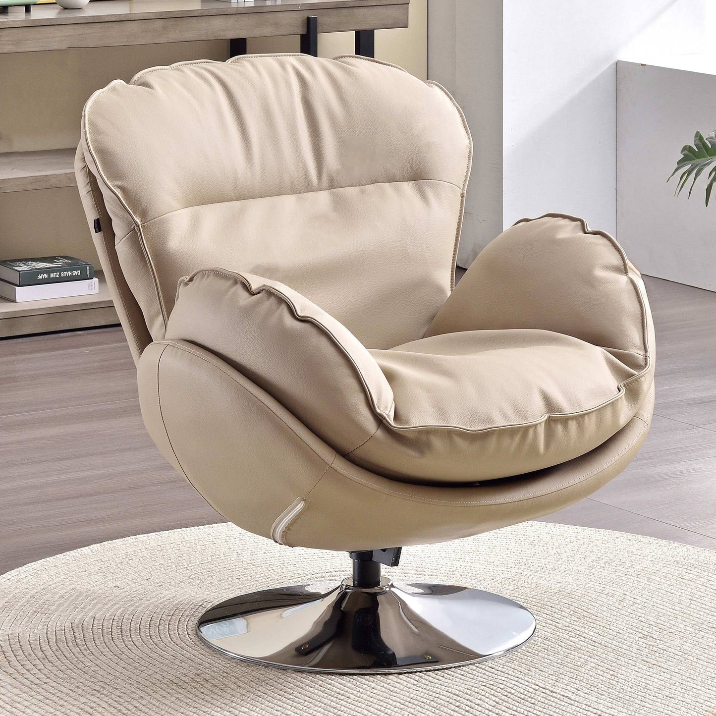 Modern Minimalist Rotatable Accent Chair - Ergonomic Comfort Chair Backrest Armrest For Living Room & Study