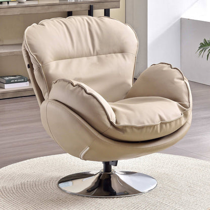Modern Minimalist Rotatable Accent Chair - Ergonomic Comfort Chair Backrest Armrest For Living Room & Study