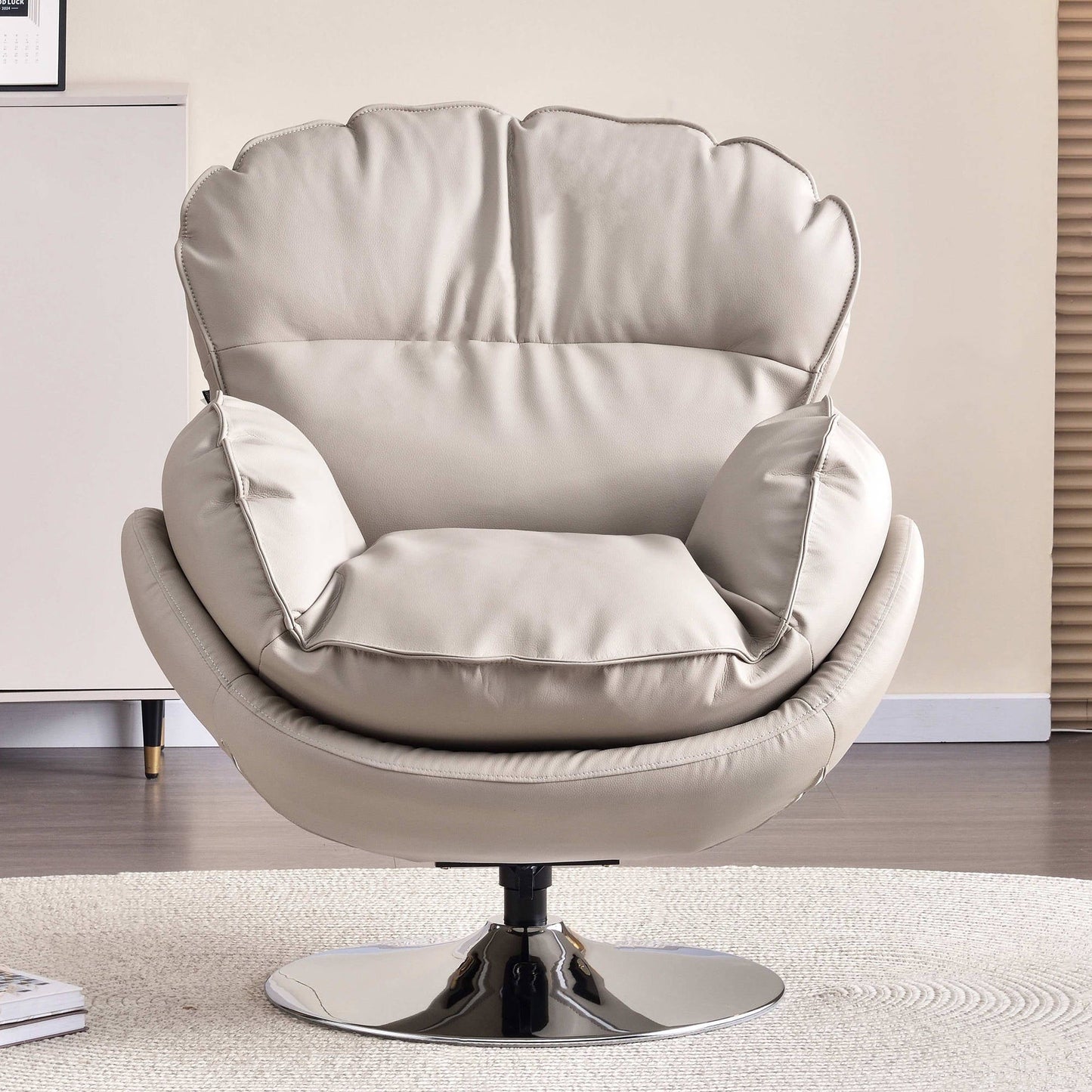 Modern Minimalist Rotatable Accent Chair - Ergonomic Comfort Chair Backrest Armrest For Living Room & Study