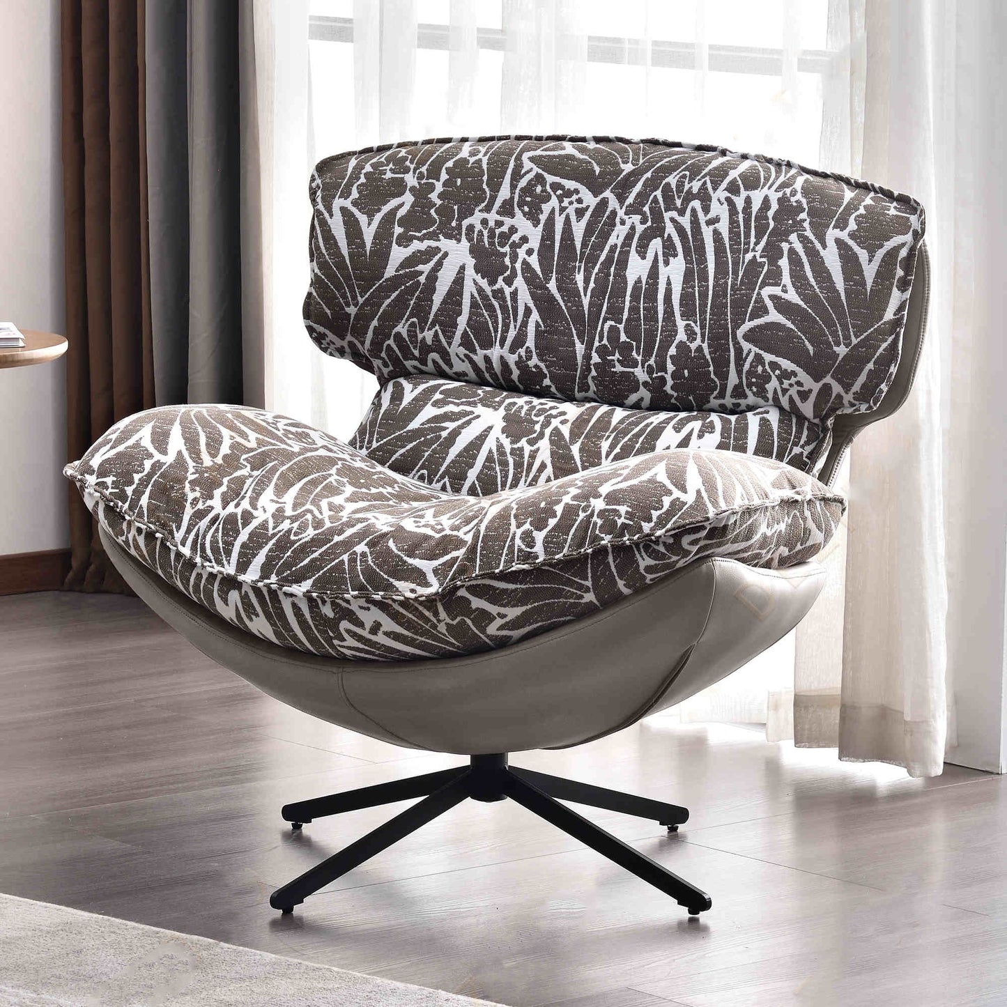 Traditional Rustic Detachable Design Accent Chair - Sturdy 360° Silent Rotation Leisure Chair For Living Room & Bedroom