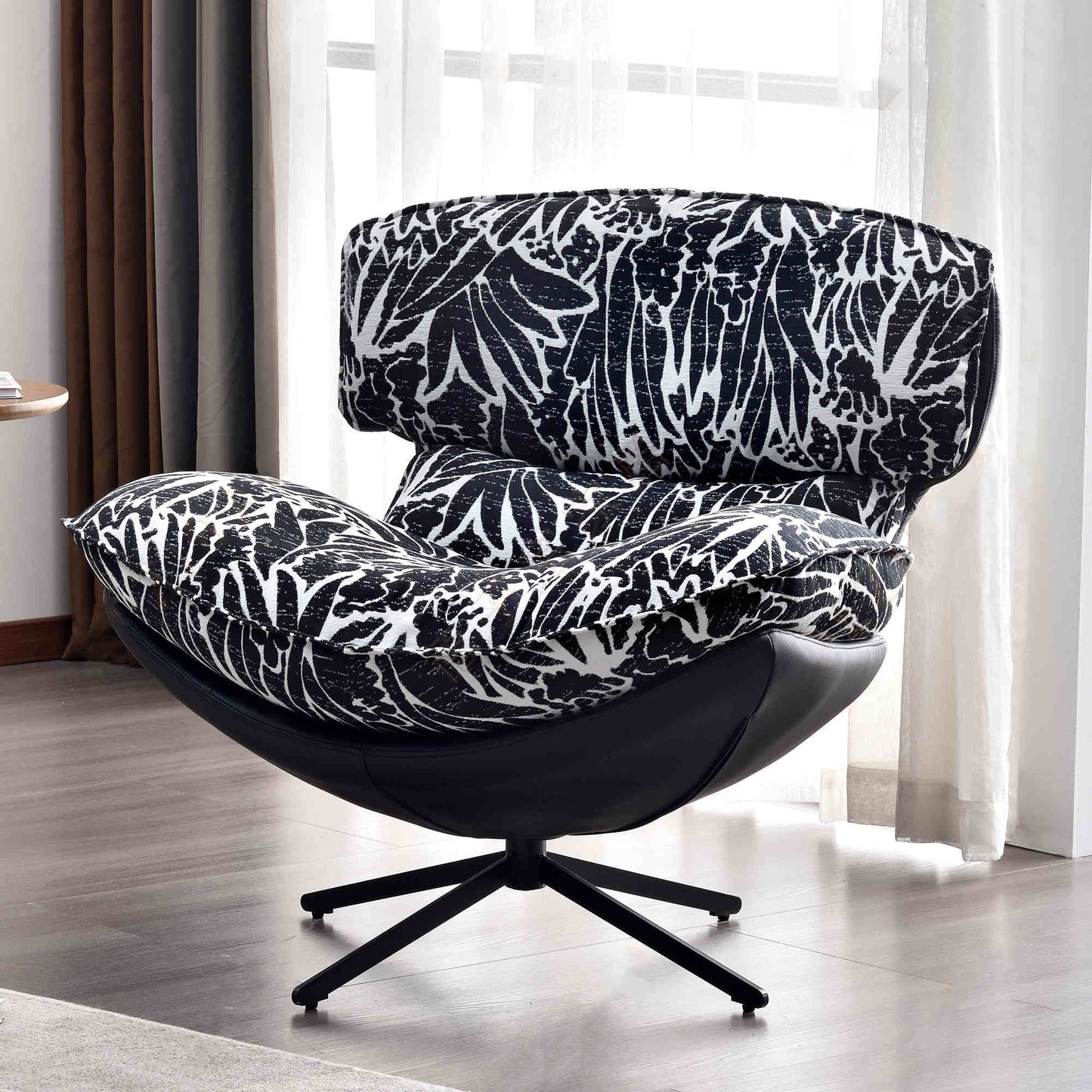 Traditional Rustic Detachable Design Accent Chair - Sturdy 360° Silent Rotation Leisure Chair For Living Room & Bedroom