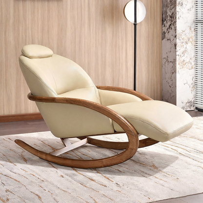 Nostalgic Vintage Recliner - Curved Design Stain & Wear-Resistant Upholstery Rocking Chair For Living Room
