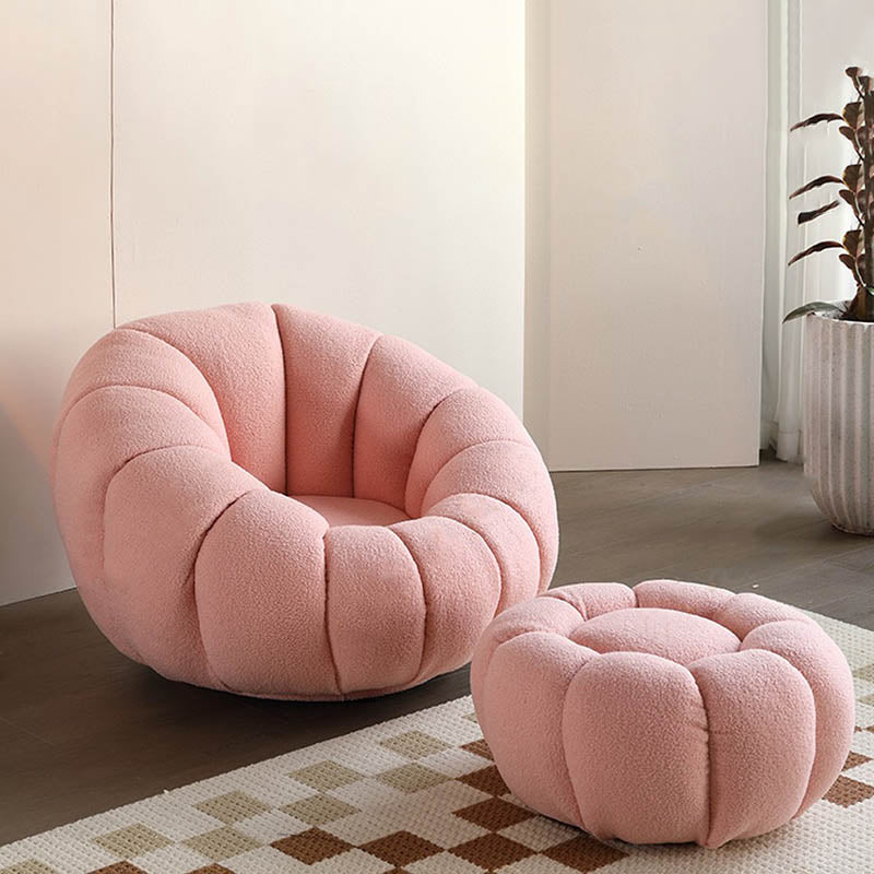 Nordic-Style Swivel Pumpkin Accent Chair - Skin-Friendly Sherpa Fabric & Soft Sitting Sofa Chair For Living Room