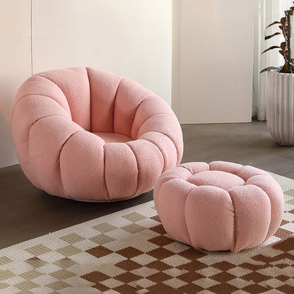 Nordic-Style Swivel Pumpkin Accent Chair - Skin-Friendly Sherpa Fabric & Soft Sitting Sofa Chair For Living Room