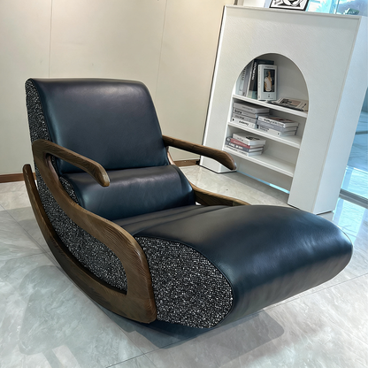 Timeless Retro Lounge Chair - Sturdy Genuine Leather Backrest Armrest For Bedroom