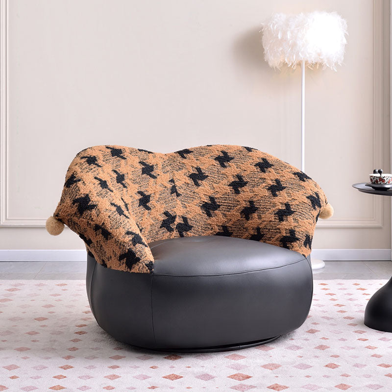 Nordic Heart Shaped Swivel Accent Chair - Friendly Fabric Lazy Lounge Chair For Living Room & Bedroom