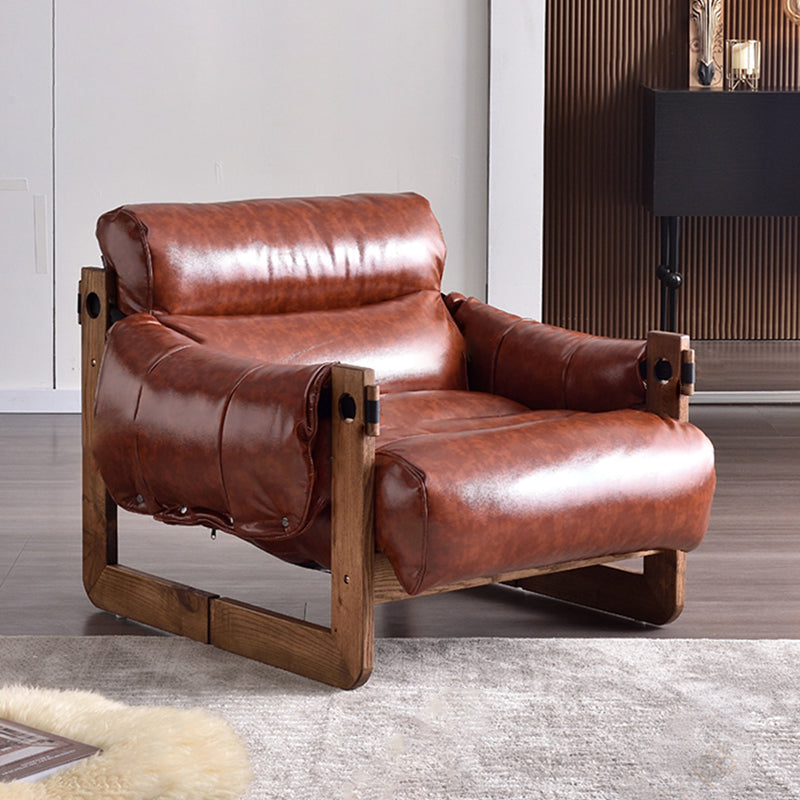 Traditional Vintage Accent Chair - Ash Or Oak Wood Frame Plush Cushion Armchair For Living Room