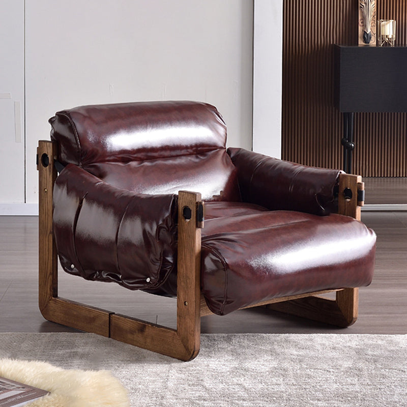 Traditional Vintage Accent Chair - Ash Or Oak Wood Frame Plush Cushion Armchair For Living Room