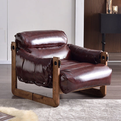 Traditional Vintage Accent Chair - Ash Or Oak Wood Frame Plush Cushion Armchair For Living Room