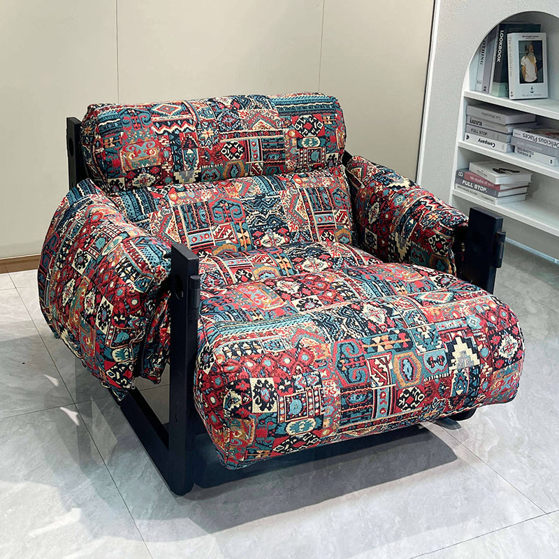Traditional Vintage Accent Chair - Ash Or Oak Wood Frame Plush Cushion Armchair For Living Room