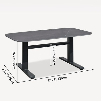Contemporary Industrial Outdoor Coffee Table - Sleek Rectangular Durable Metal Dining Table For Patio & Backyard