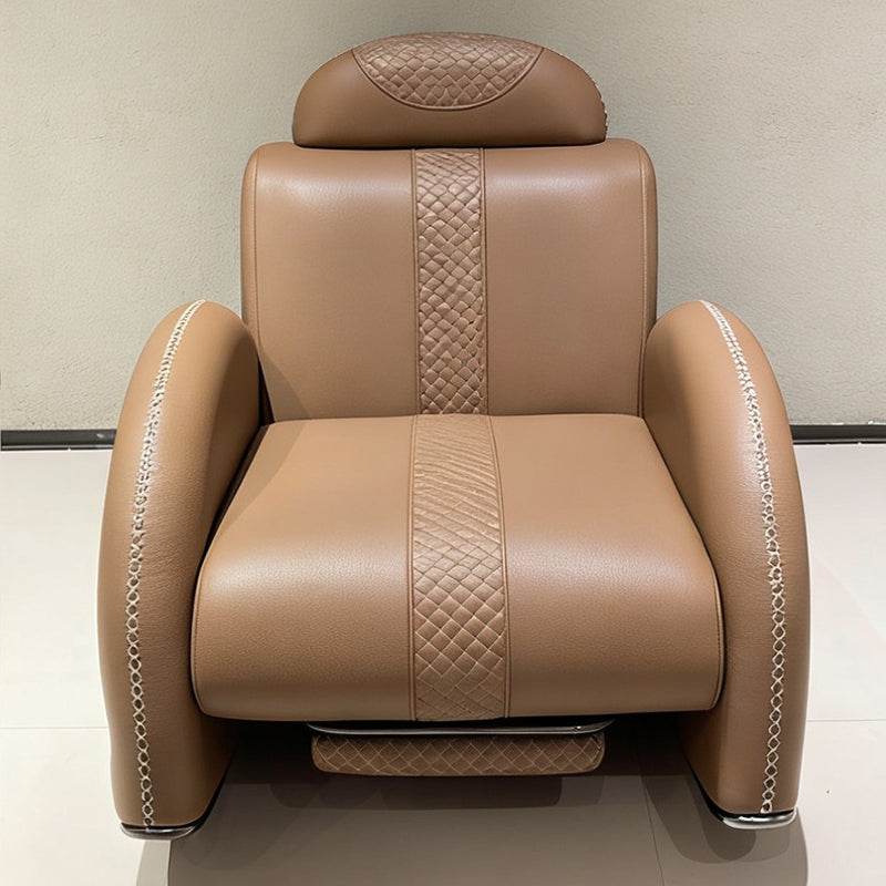 Modern Luxury Rocking Recliner Chair With Retractable Footrest - Faux Leather Or Top Grain Leather Accent Chair For Living Room & Bedroom