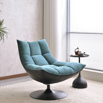 Modern Luxury Swivel Accent Chair - Chenille Fabric & Eco-Friendly Faux Leather Lounge Chair For Living Room & Bedroom