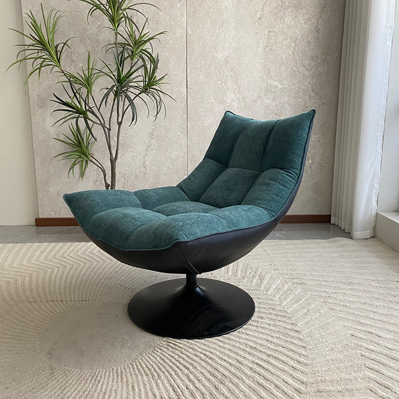 Modern Luxury Swivel Accent Chair - Chenille Fabric & Eco-Friendly Faux Leather Lounge Chair For Living Room & Bedroom