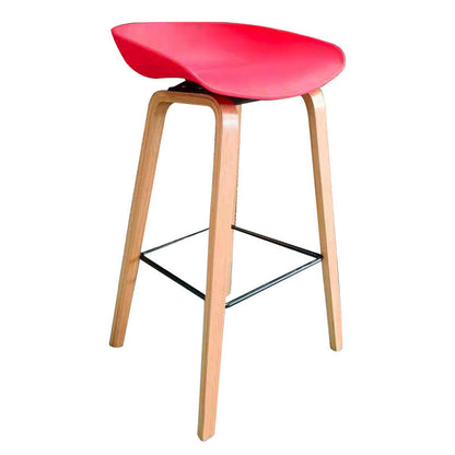 Modern Minimalist Rectangular PP Beech Wood Bar Stool Backless Armless For Dining Room