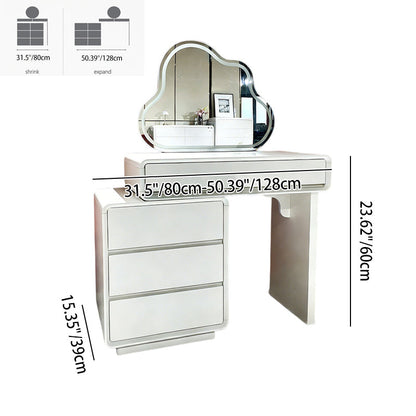 Traditional French Extendable Makeup Vanity - High-Density MDF Particle Board Dressing Table 4-Drawer For Bedroom