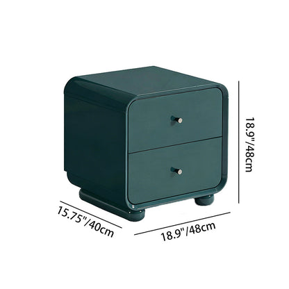 Contemporary Scandinavian Arc Edge Square Nightstand - High-Quality E0 Grade MDF 2-Drawer Bedside Table For Bedroom