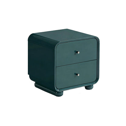 Contemporary Scandinavian Arc Edge Square Nightstand - High-Quality E0 Grade MDF 2-Drawer Bedside Table For Bedroom
